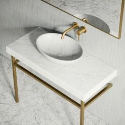 Lomazzo Gold Countertop Vanity Unit Carrara Marble 1000mm -LUSSO STONE Sales lomazzo gold countertop vanity unit carrara marble 1000mm p5641 34708 zoom