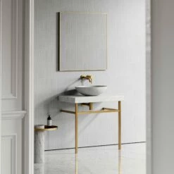 Lomazzo Gold Countertop Vanity Unit Carrara Marble 800mm -LUSSO STONE Sales lomazzo gold countertop vanity unit carrara marble 800mm p5637 34701 zoom