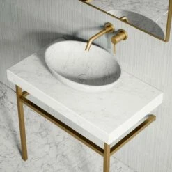 Lomazzo Gold Countertop Vanity Unit Carrara Marble 800mm -LUSSO STONE Sales lomazzo gold countertop vanity unit carrara marble 800mm p5637 34702 zoom