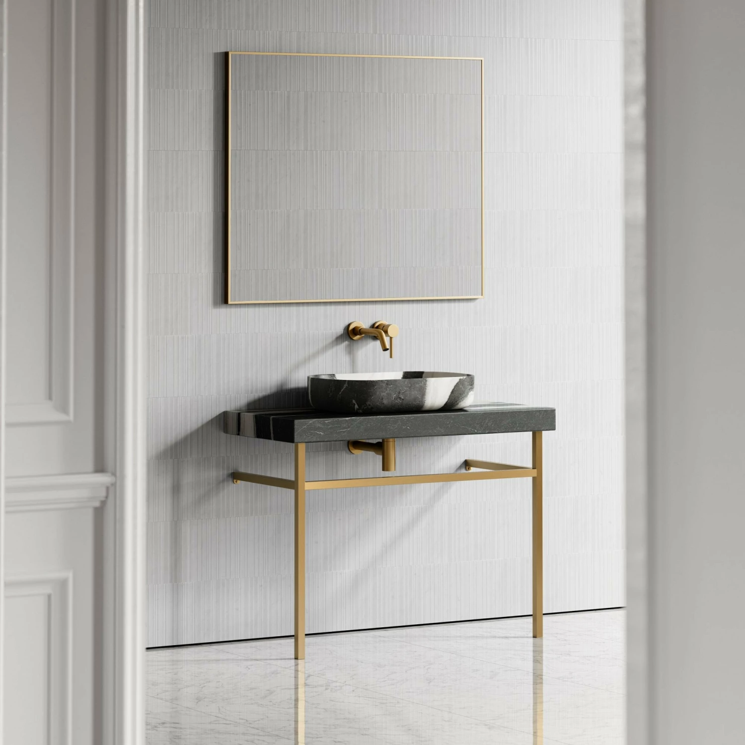 Lomazzo Gold Countertop Vanity Unit Panda Marble 1000mm 4 Lomazzo Gold Countertop Vanity Unit Panda Marble 1000mm - Image 2