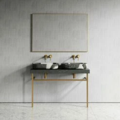Lomazzo Gold Countertop Vanity Unit Panda Marble 1200mm
