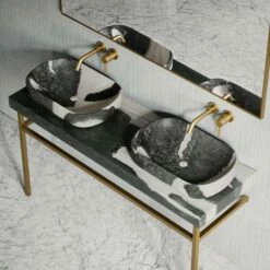 Lomazzo Gold Countertop Vanity Unit Panda Marble 1400mm -LUSSO STONE Sales lomazzo gold countertop vanity unit panda marble 1400mm p5648 34696 zoom