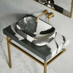 Lomazzo Gold Countertop Vanity Unit Panda Marble 800mm -LUSSO STONE Sales lomazzo gold countertop vanity unit panda marble 800mm p5636 34687 zoom