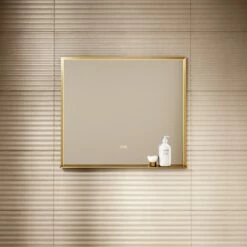 LUSSO STONE Sales -LUSSO STONE Sales lumiere brushed gold mirror with natural white led light and demister 800mm p6485 42174 zoom