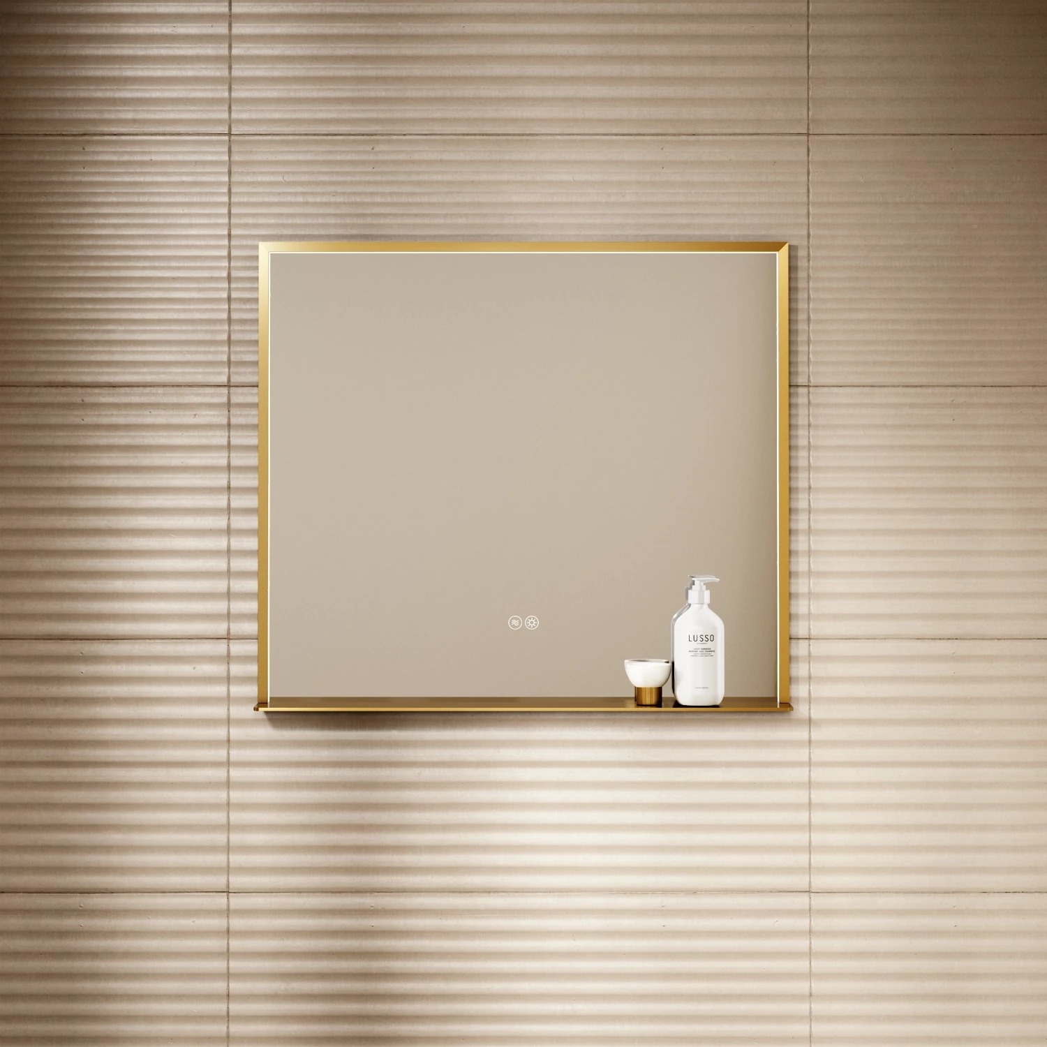 Lumiere Brushed Gold Mirror With Natural White LED Light And Demister 800mm 4 Lumiere Brushed Gold Mirror With Natural White LED Light And Demister 800mm - Image 2