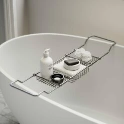 Lusso Decor Brushed Stainless Bath Caddy Rack (830-930mm)