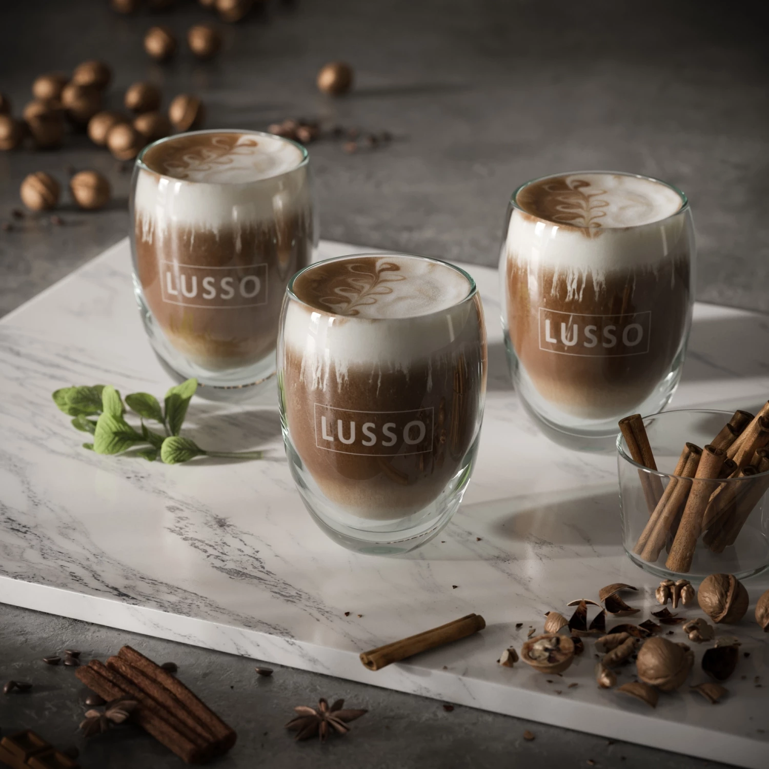 Lusso Glass Insulated Double Walled Hot Drink Tumblers X 4 4 Lusso Glass Insulated Double Walled Hot Drink Tumblers X 4 - Image 2