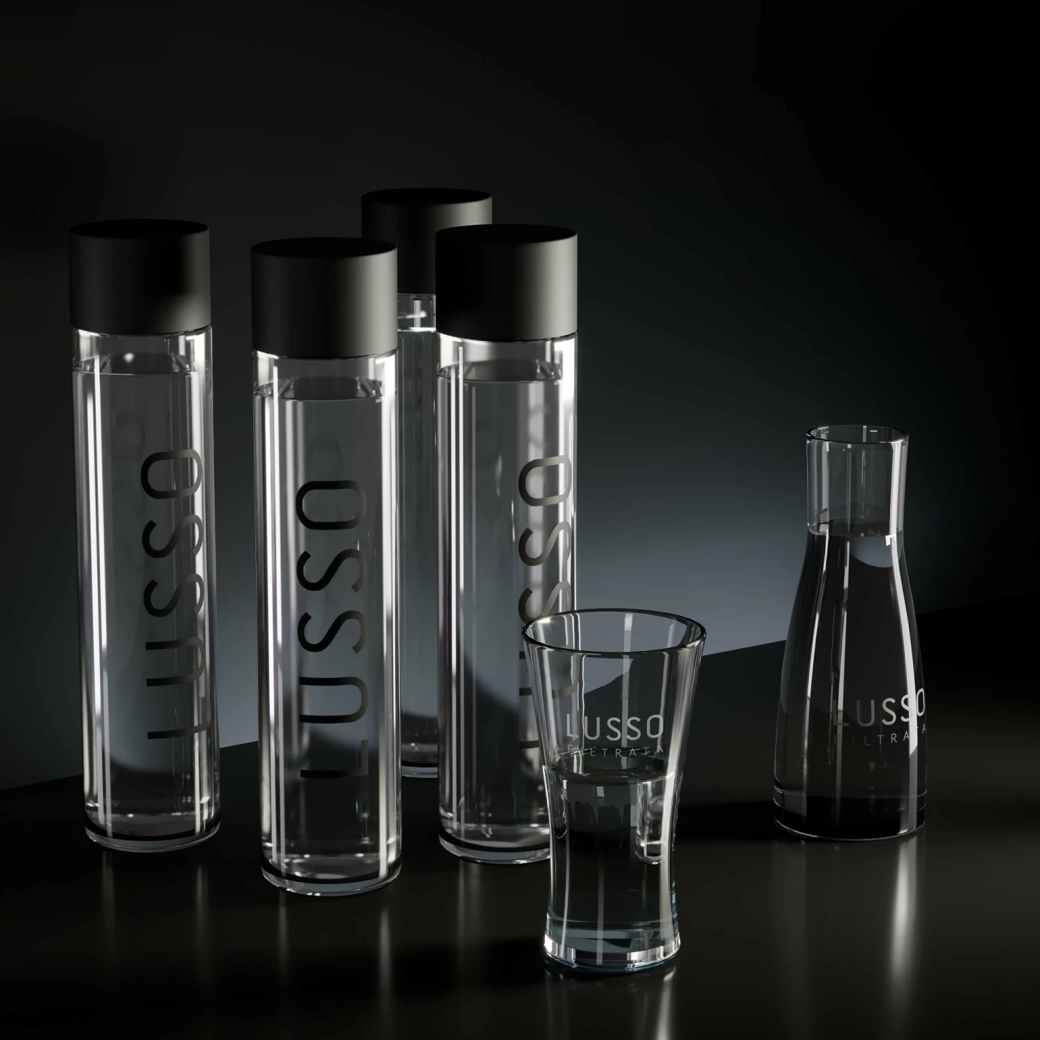 Lusso Refillable Glass Water Bottle (4 Pack) 3 Lusso Refillable Glass Water Bottle (4 Pack)