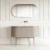 Lusso Regent Curved Velvet Beige Vanity Unit 1200mm
