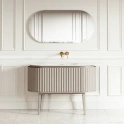 Lusso Regent Curved Velvet Beige Vanity Unit 1200mm