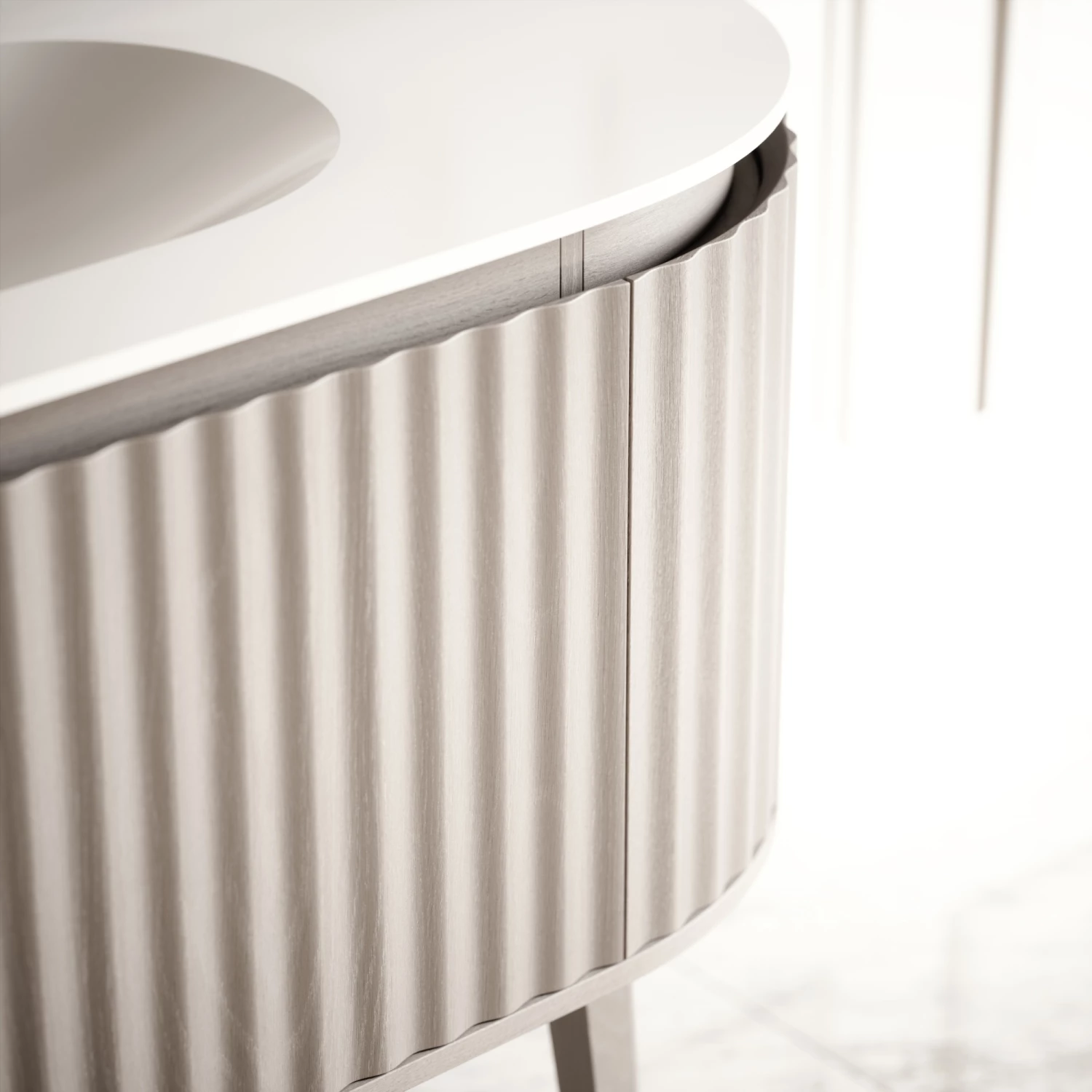 Lusso Regent Curved Velvet Beige Vanity Unit 1200mm 9 Lusso Regent Curved Velvet Beige Vanity Unit 1200mm - Image 7