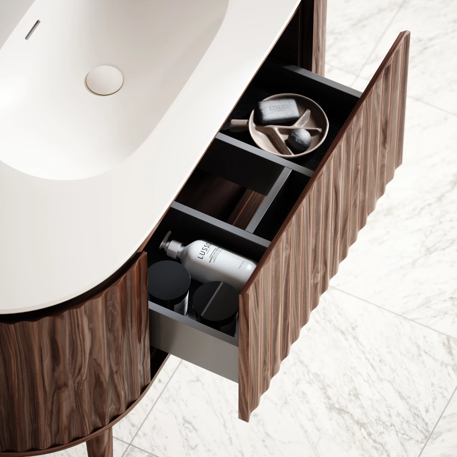 Lusso Regent Curved Walnut Vanity Unit 1200mm 8 Lusso Regent Curved Walnut Vanity Unit 1200mm - Image 6