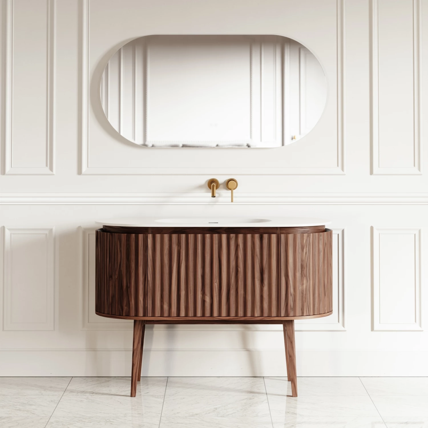 Lusso Regent Curved Walnut Vanity Unit 1200mm 3 Lusso Regent Curved Walnut Vanity Unit 1200mm