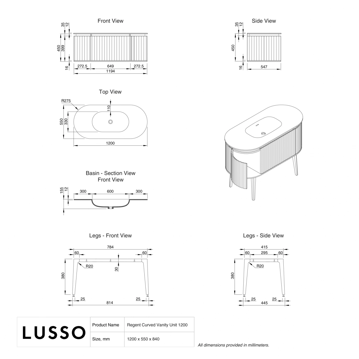 Lusso Regent Curved Walnut Vanity Unit 1200mm 10 Lusso Regent Curved Walnut Vanity Unit 1200mm - Image 8