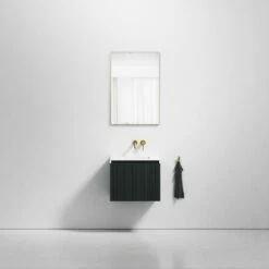 Luv Fluted Vanity Unit With Stone Basin (Matte Blue 600mm)