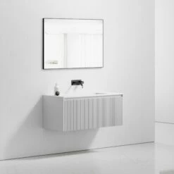 Luv Fluted Vanity Unit With Stone Basin (Matte White 1200mm) -LUSSO STONE Sales luv fluted vanity unit with stone basin matte white 1200mm p3162 21682 zoom