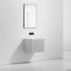 Luv Fluted Vanity Unit With Stone Basin (Matte White 600mm) -LUSSO STONE Sales luv fluted vanity unit with stone basin matte white 600mm p3155 21678 zoom
