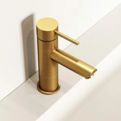 Luxe Basin Monobloc Mixer Tap Brushed Gold -LUSSO STONE Sales luxe basin monobloc mixer tap brushed gold p1344 43860 zoom