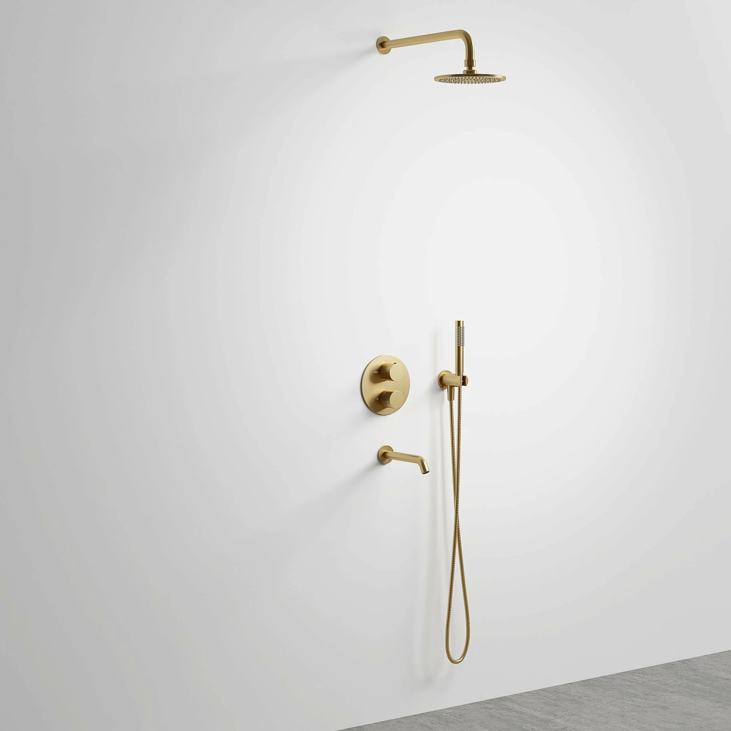 Luxe Brushed Gold 3 Way Thermostatic Shower With Handheld Shower & Bath Spout 3 Luxe Brushed Gold 3 Way Thermostatic Shower With Handheld Shower & Bath Spout - Image 2