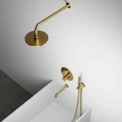Luxe Brushed Gold 3 Way Thermostatic Shower With Handheld Shower & Bath Spout 10 Luxe Brushed Gold 3 Way Thermostatic Shower With Handheld Shower & Bath Spout -LUSSO STONE Sales luxe brushed gold 3 way thermostatic shower with handheld shower bath spout p1345 15177 zoom