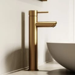 Luxe Brushed Gold Basin Tall Monobloc Mixer Tap