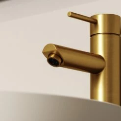 Luxe Brushed Gold Basin Tall Monobloc Mixer Tap -LUSSO STONE Sales luxe brushed gold basin tall monobloc mixer tap p1349 45520 zoom