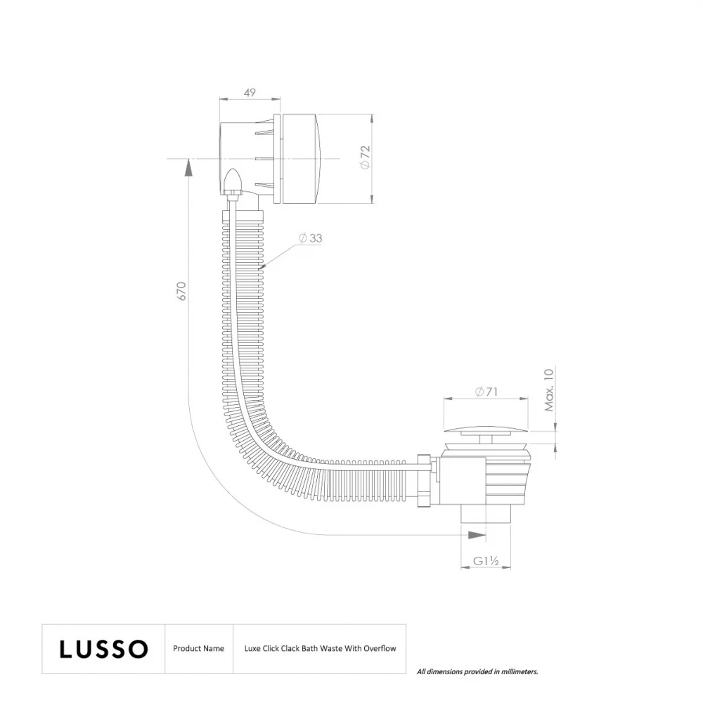 Luxe Brushed Gold Pop Up Bath Waste With Overflow 6 Luxe Brushed Gold Pop Up Bath Waste With Overflow - Image 4