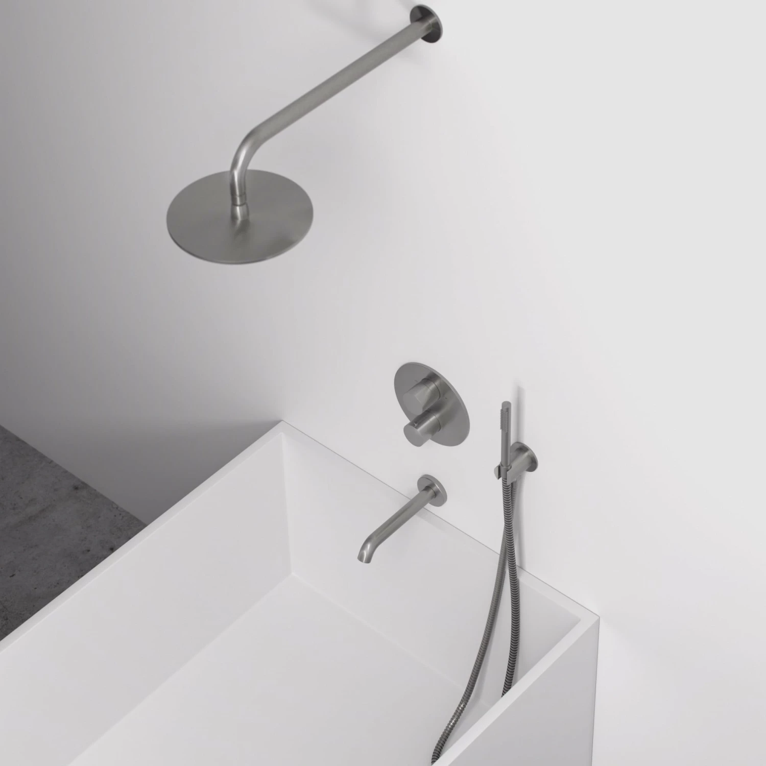 Luxe Brushed Stainless 3 Way Thermostatic Shower With Handheld Shower & Bath Spout 4 Luxe Brushed Stainless 3 Way Thermostatic Shower With Handheld Shower & Bath Spout - Image 2