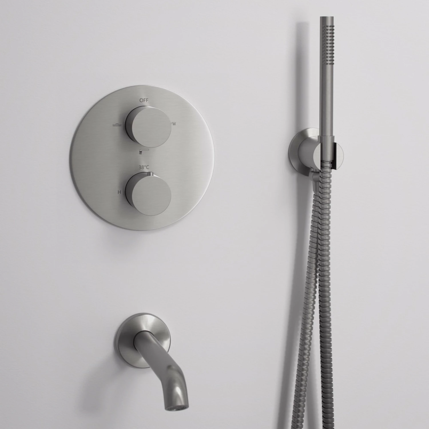 Luxe Brushed Stainless 3 Way Thermostatic Shower With Handheld Shower & Bath Spout 5 Luxe Brushed Stainless 3 Way Thermostatic Shower With Handheld Shower & Bath Spout - Image 3