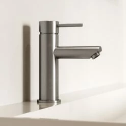Luxe Brushed Stainless Basin Monobloc Mixer Tap