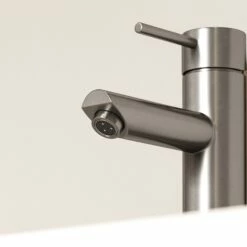 Luxe Brushed Stainless Basin Monobloc Mixer Tap -LUSSO STONE Sales luxe brushed stainless basin monobloc mixer tap p788 43855 zoom