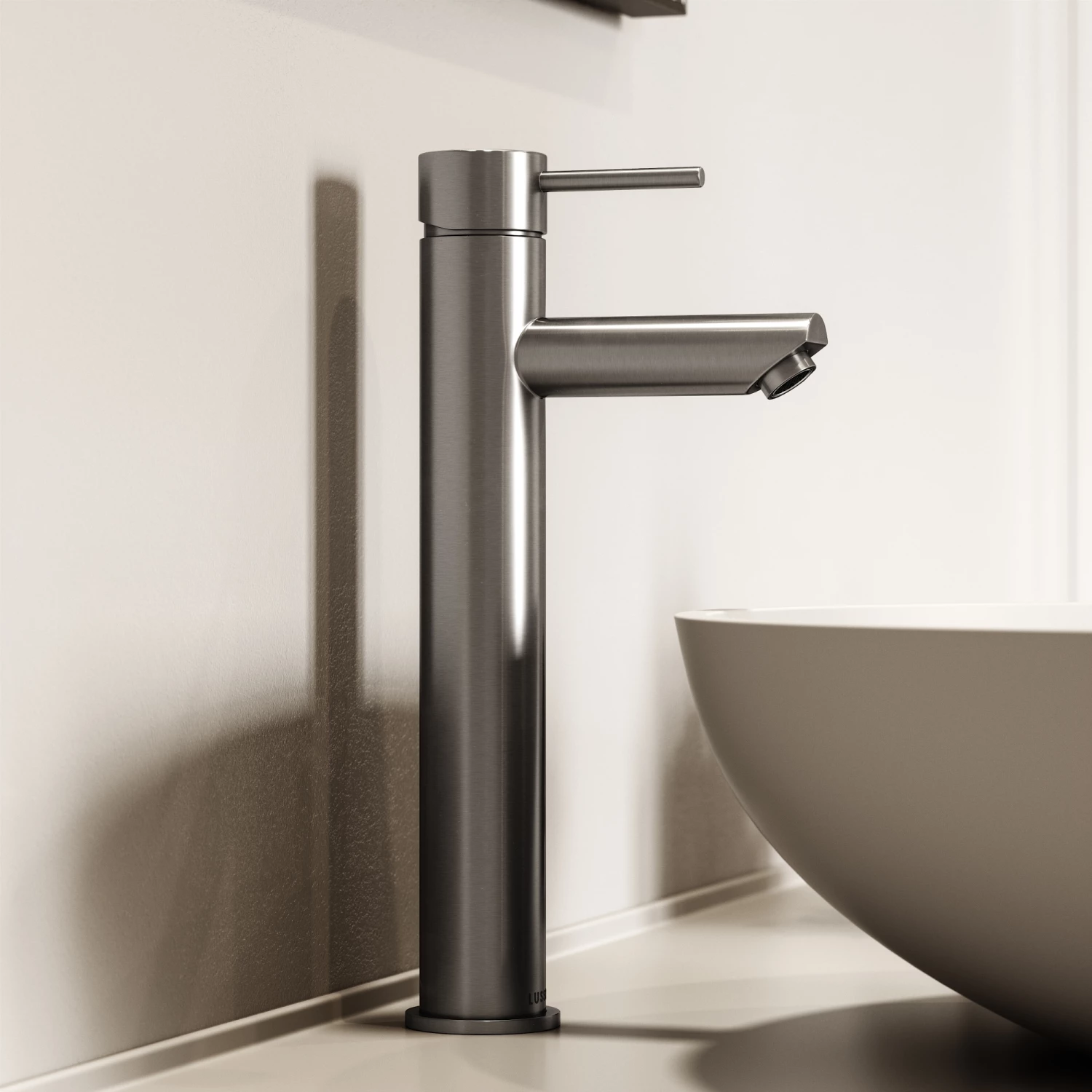 Luxe Brushed Stainless Basin Tall Monobloc Basin Mixer Tap 3 Luxe Brushed Stainless Basin Tall Monobloc Basin Mixer Tap
