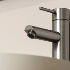 Luxe Brushed Stainless Basin Tall Monobloc Basin Mixer Tap 9 Luxe Brushed Stainless Basin Tall Monobloc Basin Mixer Tap -LUSSO STONE Sales luxe brushed stainless basin tall monobloc basin mixer tap p767 45512 zoom