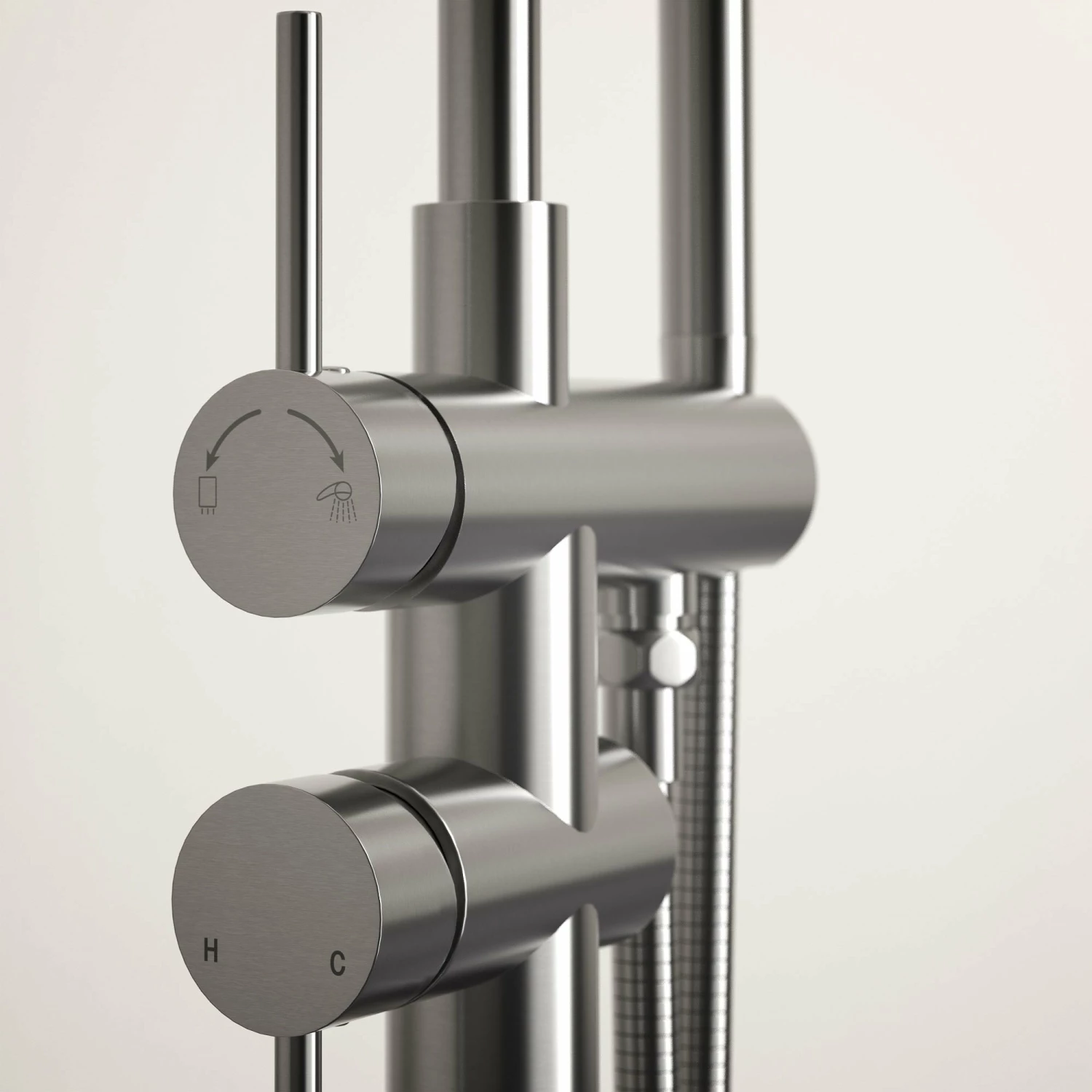 Luxe Brushed Stainless Floorstanding Bath Shower Mixer Tap 4 Luxe Brushed Stainless Floorstanding Bath Shower Mixer Tap - Image 2