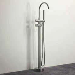 Luxe Brushed Stainless Floorstanding Bath Shower Mixer Tap 8 Luxe Brushed Stainless Floorstanding Bath Shower Mixer Tap -LUSSO STONE Sales luxe brushed stainless floorstanding bath shower mixer tap p768 4773 zoom