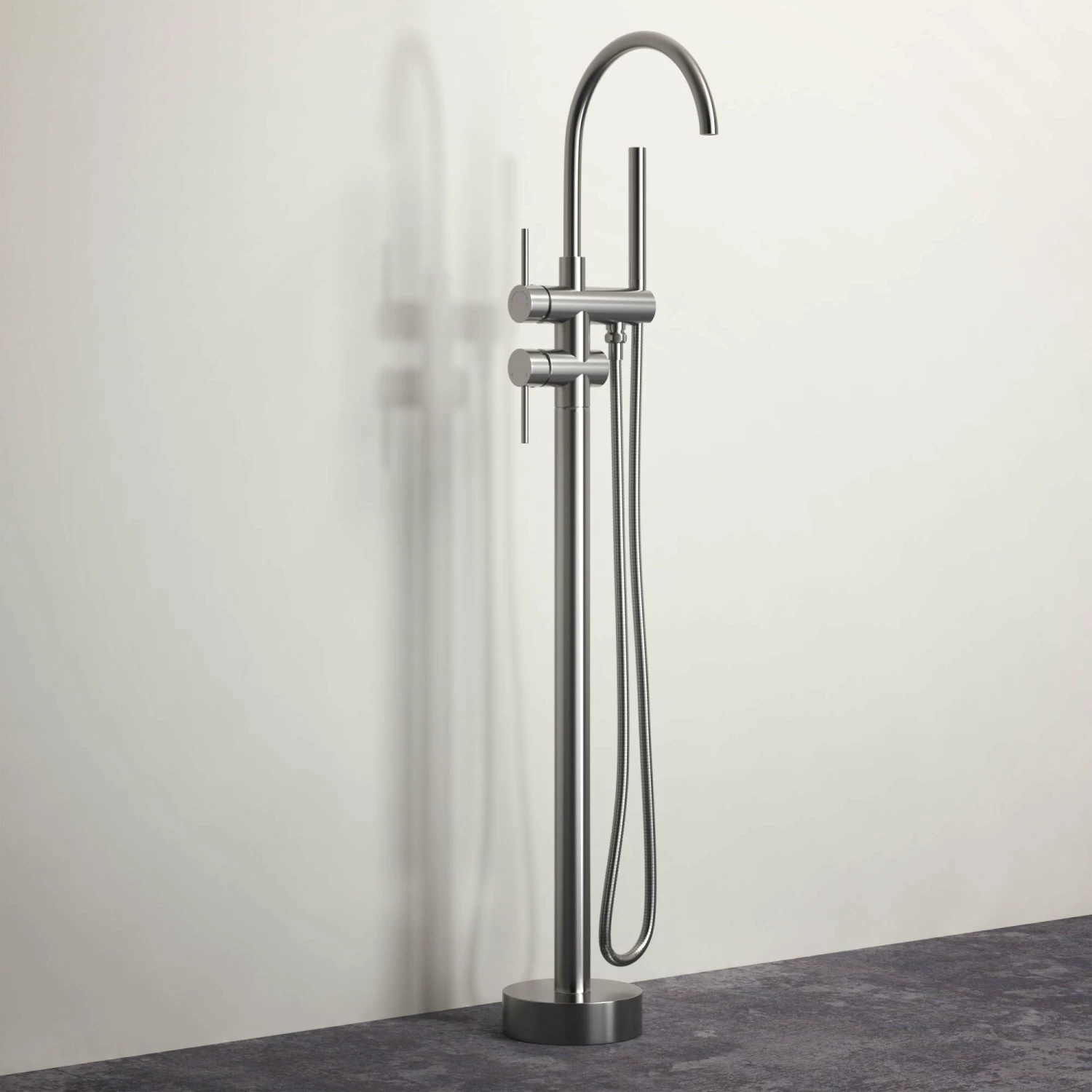 Luxe Brushed Stainless Floorstanding Bath Shower Mixer Tap 5 Luxe Brushed Stainless Floorstanding Bath Shower Mixer Tap - Image 3