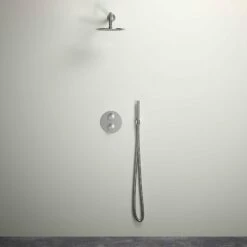 Luxe Brushed Stainless Thermostatic Shower With Handheld Shower