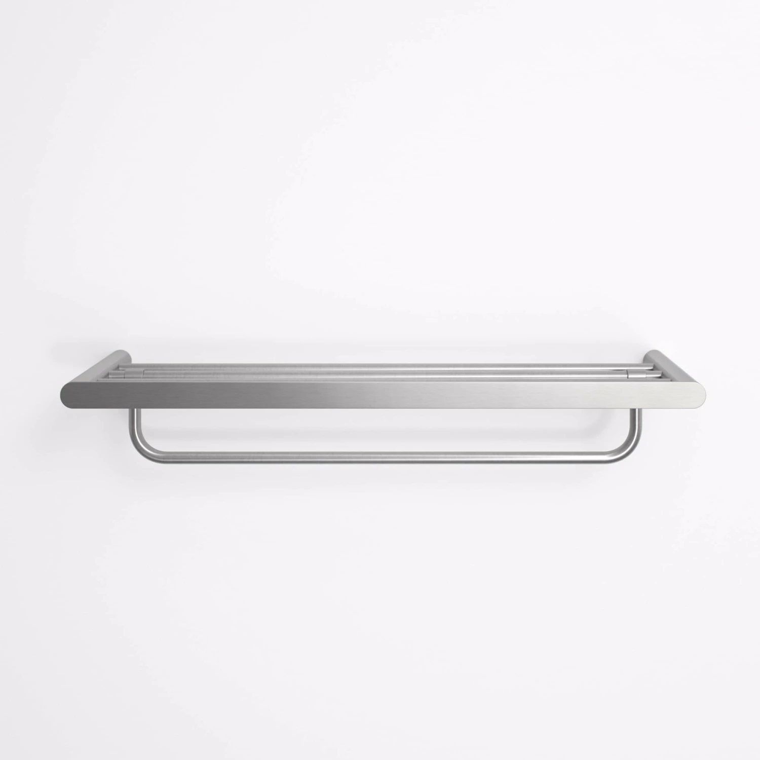 Luxe Brushed Stainless Towel Shelf With Rail 600mm 3 Luxe Brushed Stainless Towel Shelf With Rail 600mm