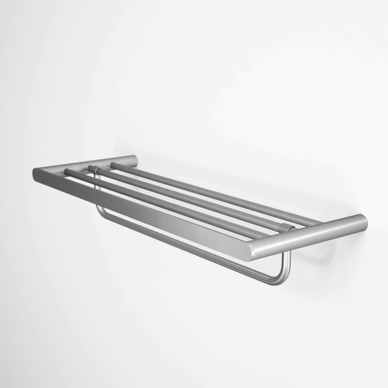 Luxe Brushed Stainless Towel Shelf With Rail 600mm 5 Luxe Brushed Stainless Towel Shelf With Rail 600mm - Image 3