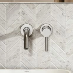Luxe Brushed Stainless Wall Mounted Basin Mixer Tap V1 -LUSSO STONE Sales luxe brushed stainless wall mounted basin mixer tap v1 p1093 45994 zoom
