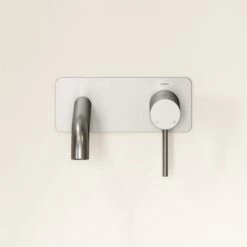 Luxe Brushed Stainless Wall Mounted Basin Mixer Tap V2 -LUSSO STONE Sales luxe brushed stainless wall mounted basin mixer tap v2 p789 46006 zoom