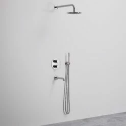 Luxe Chrome 3 Way Thermostatic Shower With Handheld Shower & Bath Spout -LUSSO STONE Sales luxe chrome 3 way thermostatic shower with handheld shower bath spout p1244 7570 zoom