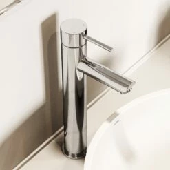 Luxe Chrome Basin Tall Monobloc Mixer Tap -LUSSO STONE Sales luxe chrome basin tall monobloc mixer tap p145 45503 zoom