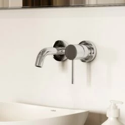 Luxe Chrome Short Projection Wall Mounted Basin Mixer Tap