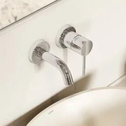 Luxe Chrome Short Projection Wall Mounted Basin Mixer Tap 9 Luxe Chrome Short Projection Wall Mounted Basin Mixer Tap -LUSSO STONE Sales luxe chrome short projection wall mounted basin mixer tap p6436 46085 zoom