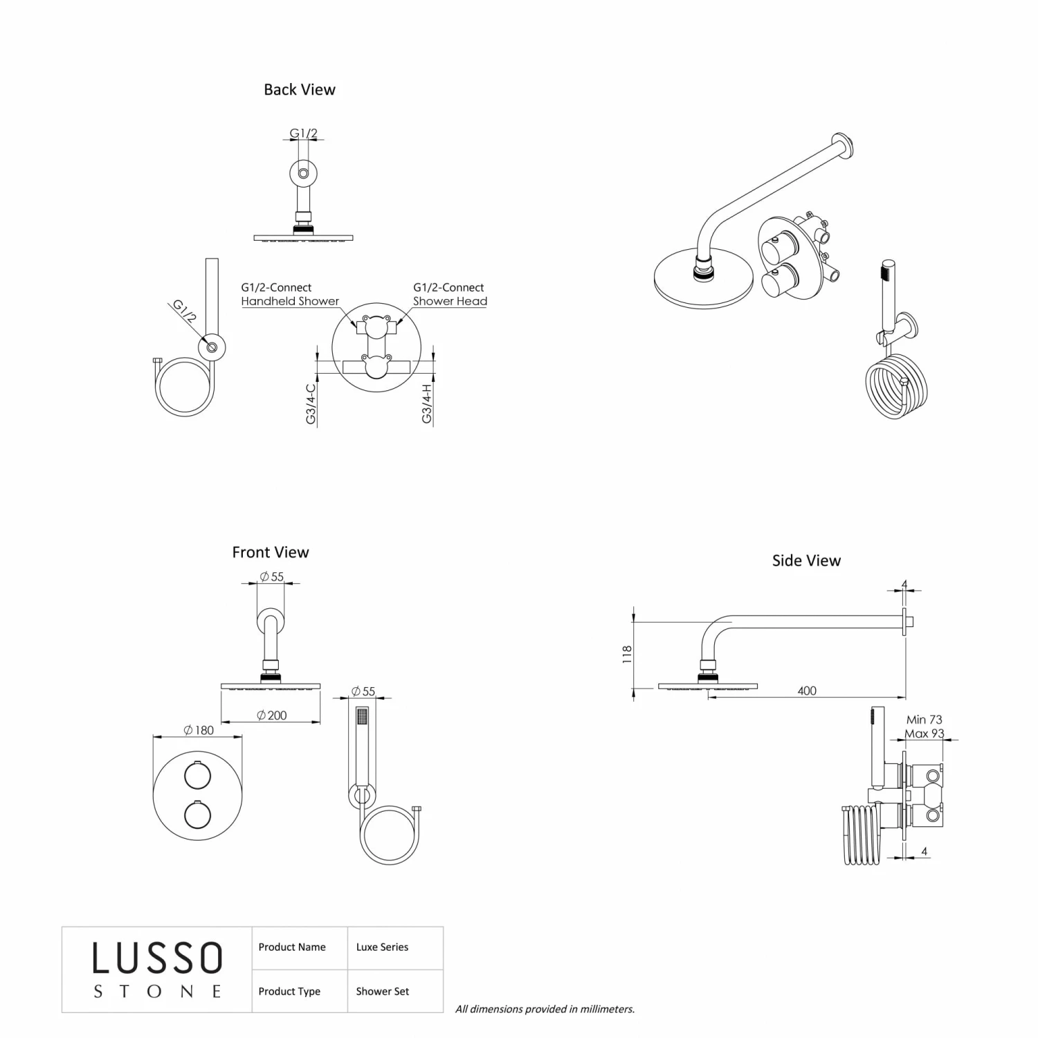 Luxe Chrome Thermostatic Shower With Handheld Shower 6 Luxe Chrome Thermostatic Shower With Handheld Shower - Image 4