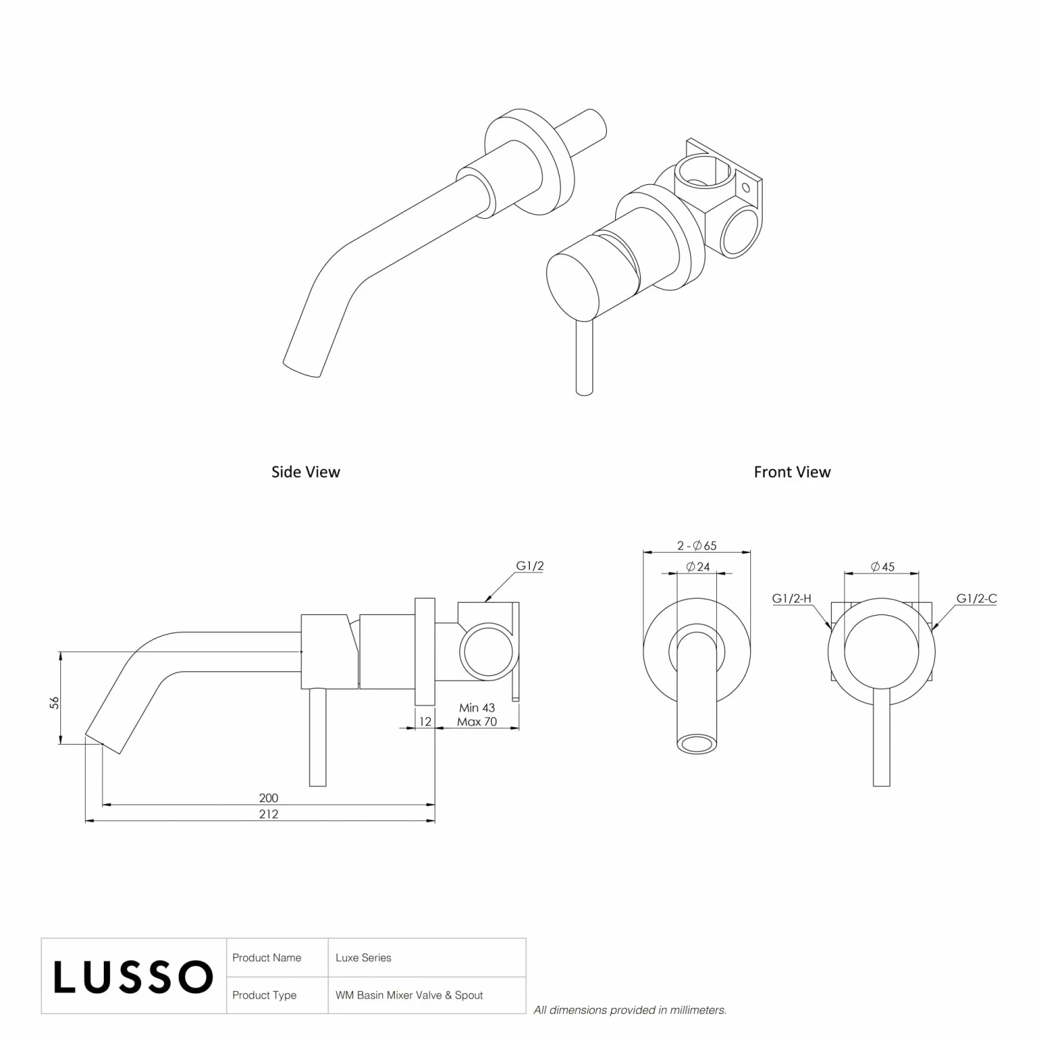 Luxe Chrome Wall Mounted Basin Mixer Tap V1 7 Luxe Chrome Wall Mounted Basin Mixer Tap V1 - Image 5