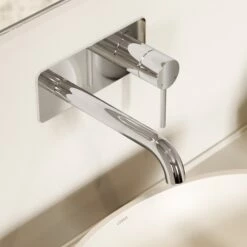 Luxe Chrome Wall Mounted Basin Mixer Tap V2 -LUSSO STONE Sales luxe chrome wall mounted basin mixer tap v2 p1357 46013 zoom