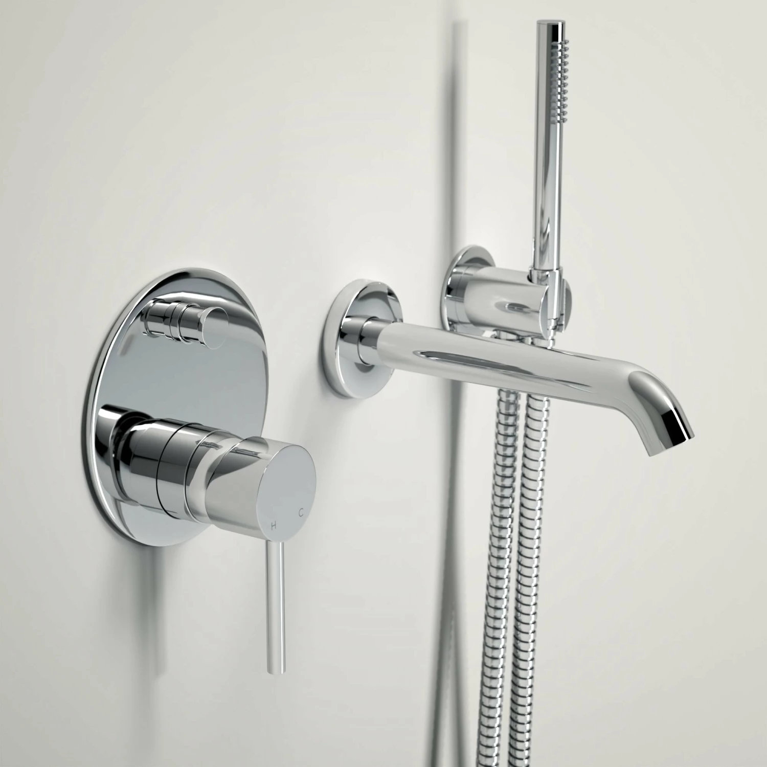 Luxe Chrome Wall Mounted Bath Shower Mixer Tap 4 Luxe Chrome Wall Mounted Bath Shower Mixer Tap - Image 2