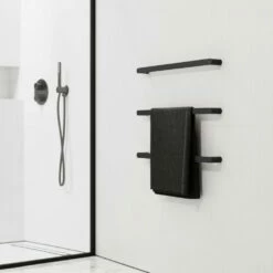 Luxe Matte Black 3 Bar Towel Rail 600mm